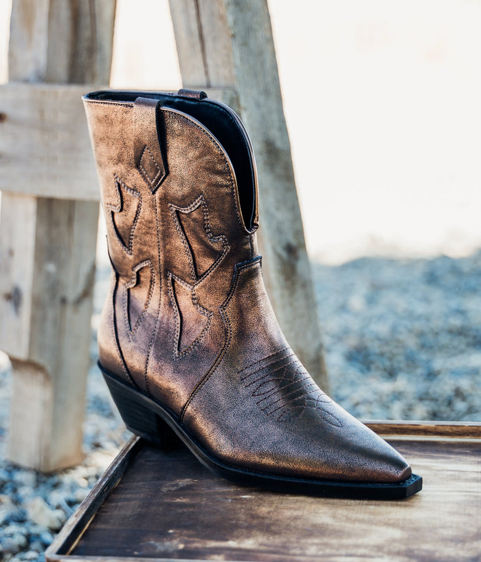 Hazel Blues® |  Jersey Metallic Boot in Bronze