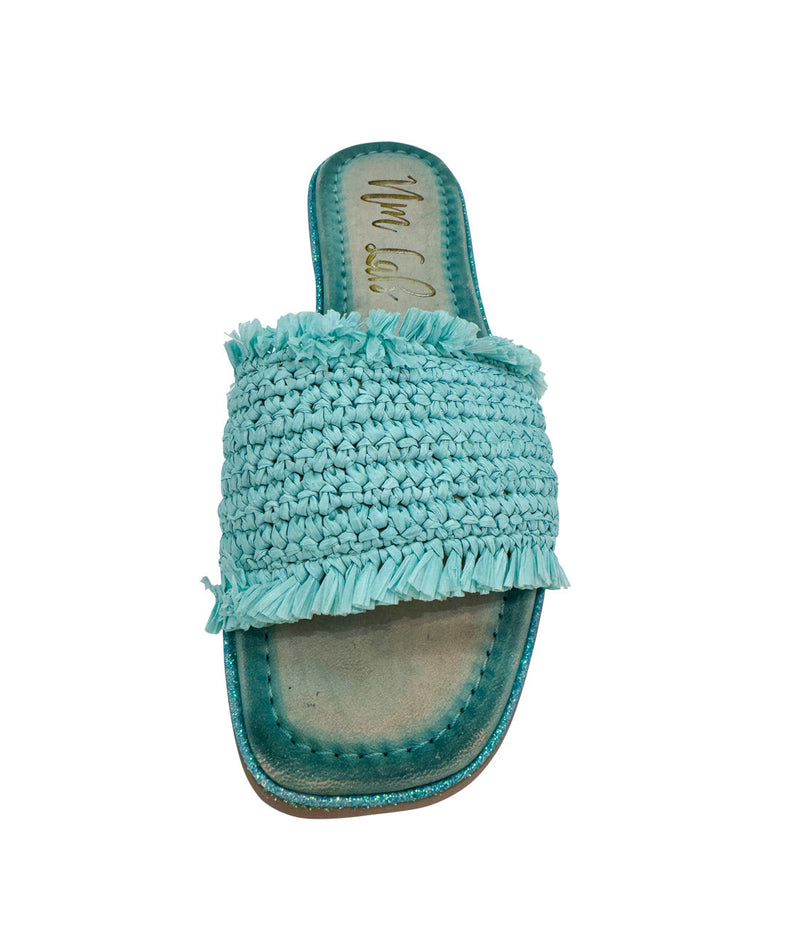 Hazel Blues® |  Juana Woven Sandals in Aqua Blue