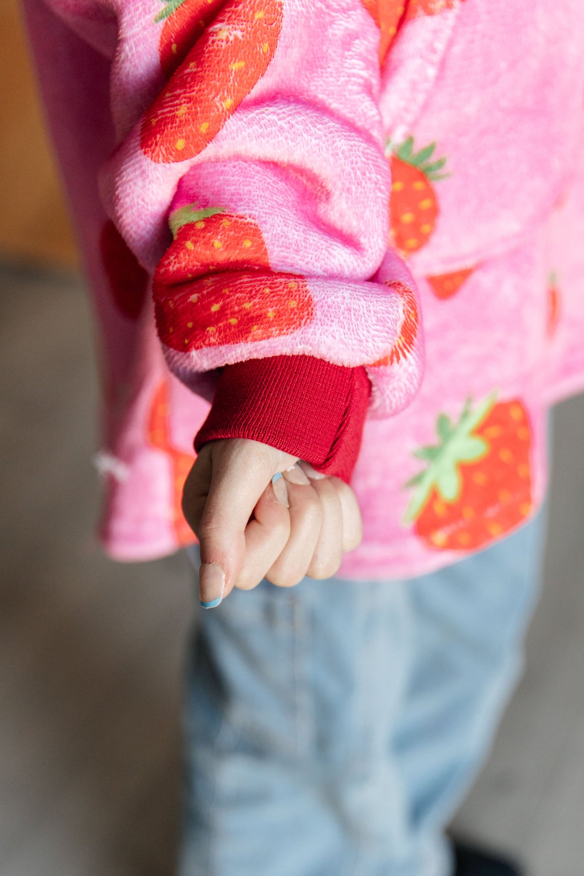 Hazel Blues® |  Kids Oversized Hoodie Blanket in Strawberry