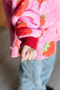 Hazel Blues® |  Kids Oversized Hoodie Blanket in Strawberry