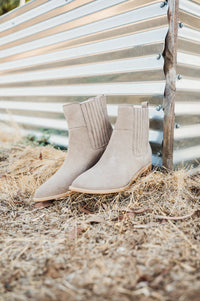 Hazel Blues® |  Leonor Suede Ankle Boot in Taupe