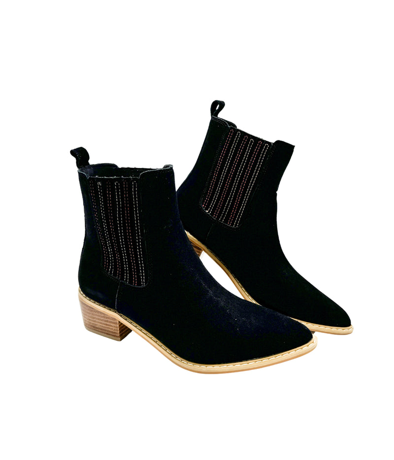 Hazel Blues® |  Leonor Suede Ankle Boot in Black