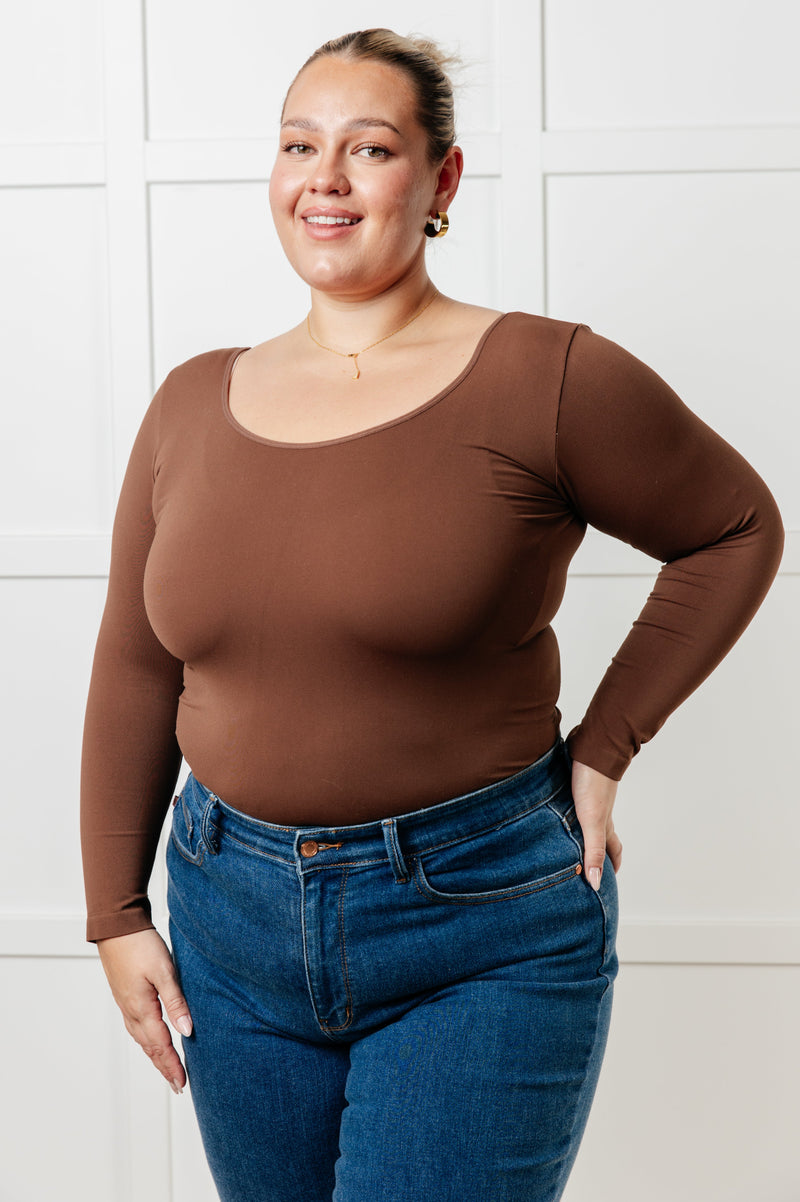 Hazel Blues® |  Bring in the Basics Seamless Reversible V-Neck Coffee