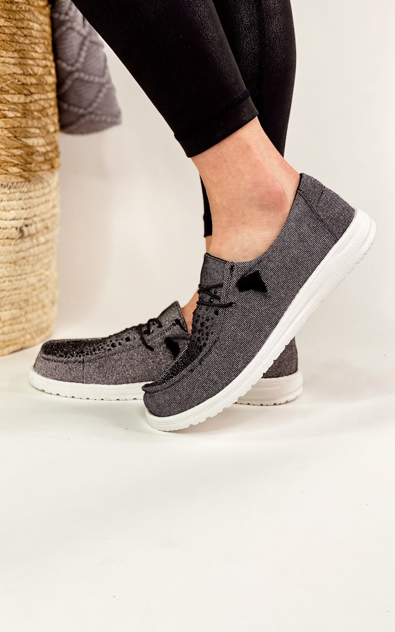 Hazel Blues® |  Maco Water Drop Sneaker in Black