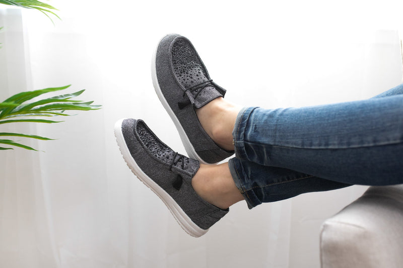 Hazel Blues® |  Maco Water Drop Sneaker in Black
