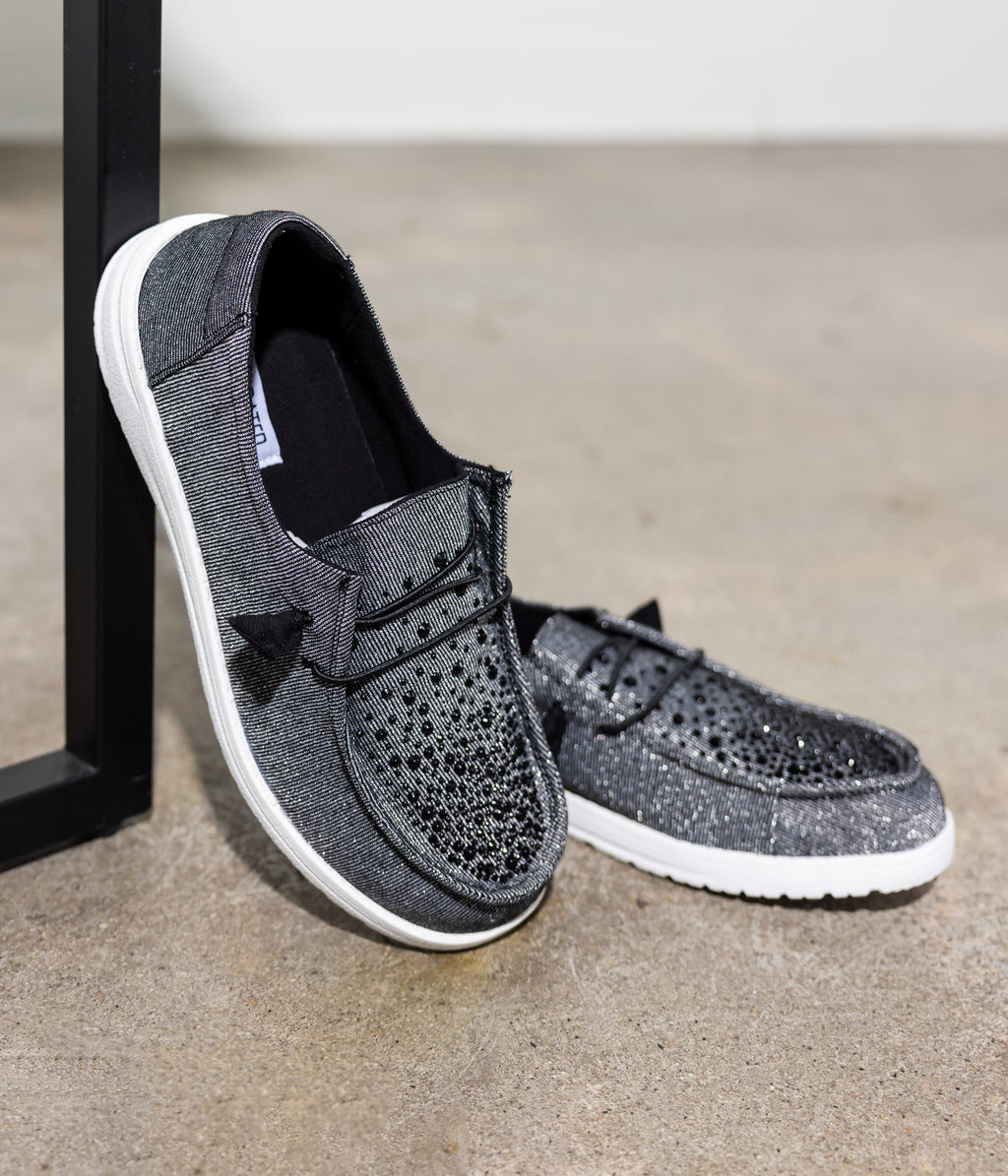 Hazel Blues® |  Maco Water Drop Sneaker in Black