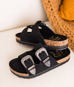 Hazel Blues® |  Mickie Western Slides in Black
