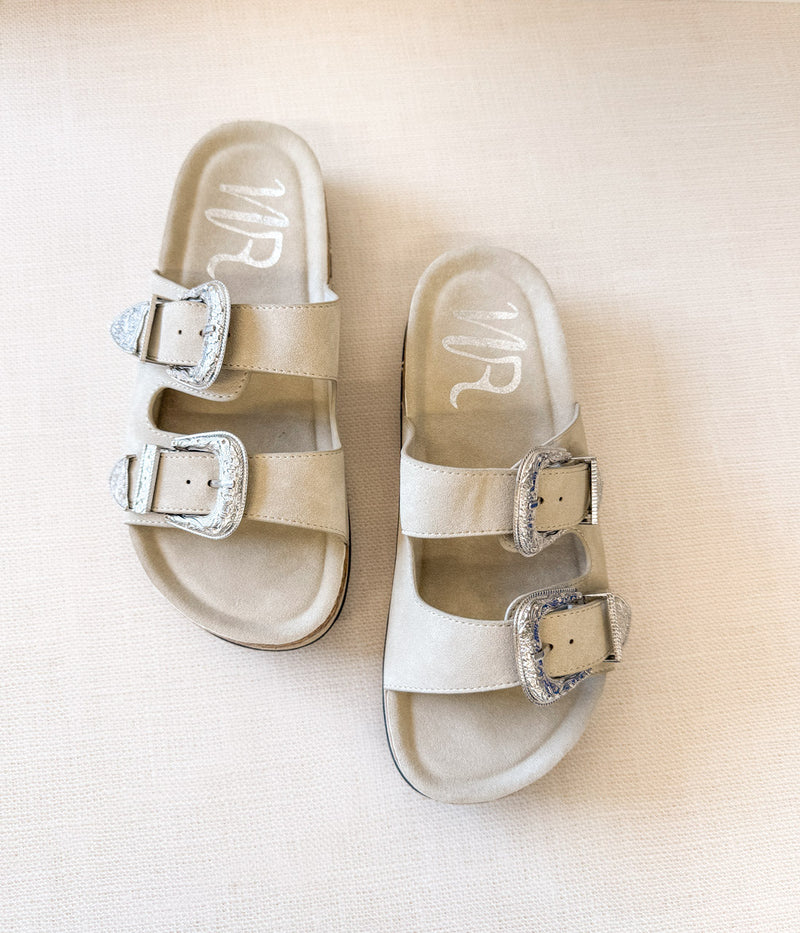 Hazel Blues® |  Mickie Western Slides in Cream