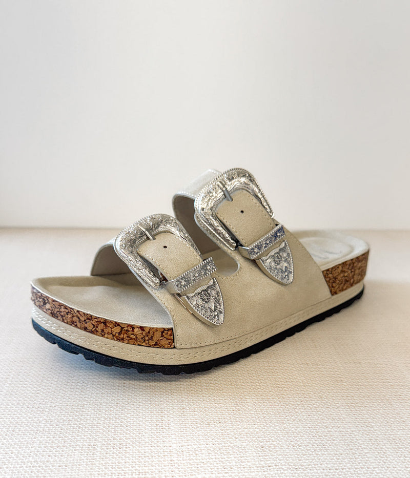 Hazel Blues® |  Mickie Western Slides in Cream
