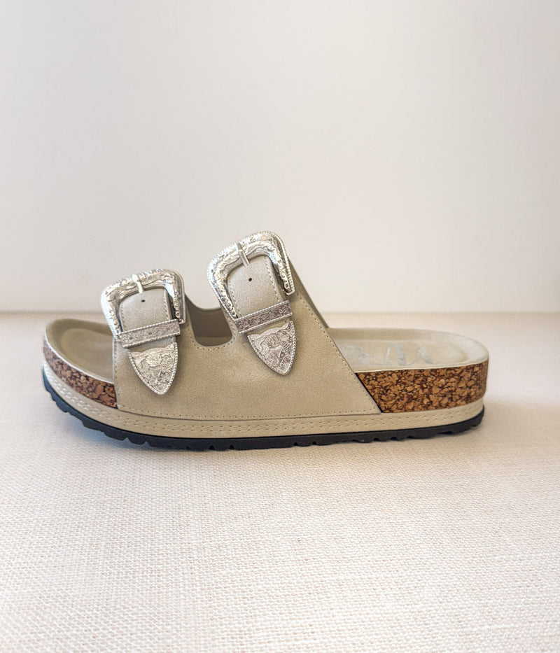 Hazel Blues® |  Mickie Western Slides in Cream