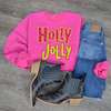 Hazel Blues® |  Holly Jolly Faux Glitter Graphic Sweatshirt