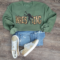 Hazel Blues® |  Wrestling Faux Chenille Sequin Patches Sweatshirt: Gold