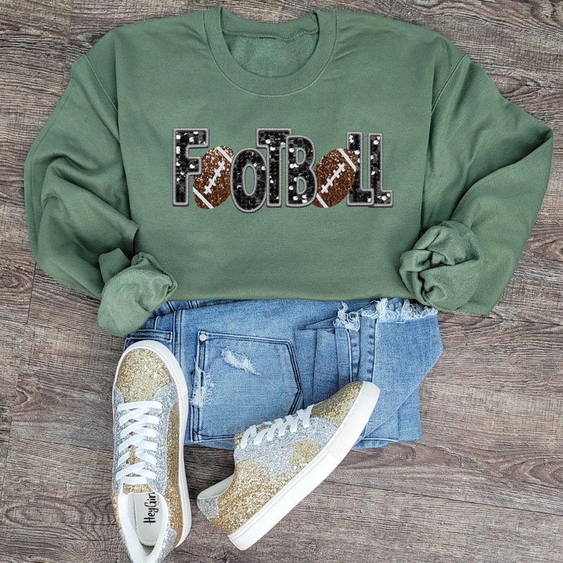 Hazel Blues®  Game Day Faux Chenille Sequin Patches Sweatshirt