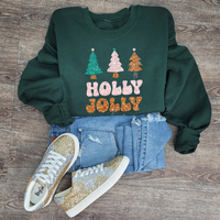 Hazel Blues® |  Holly Jolly Faux Glitter Chenille Crewneck Sweatshirt