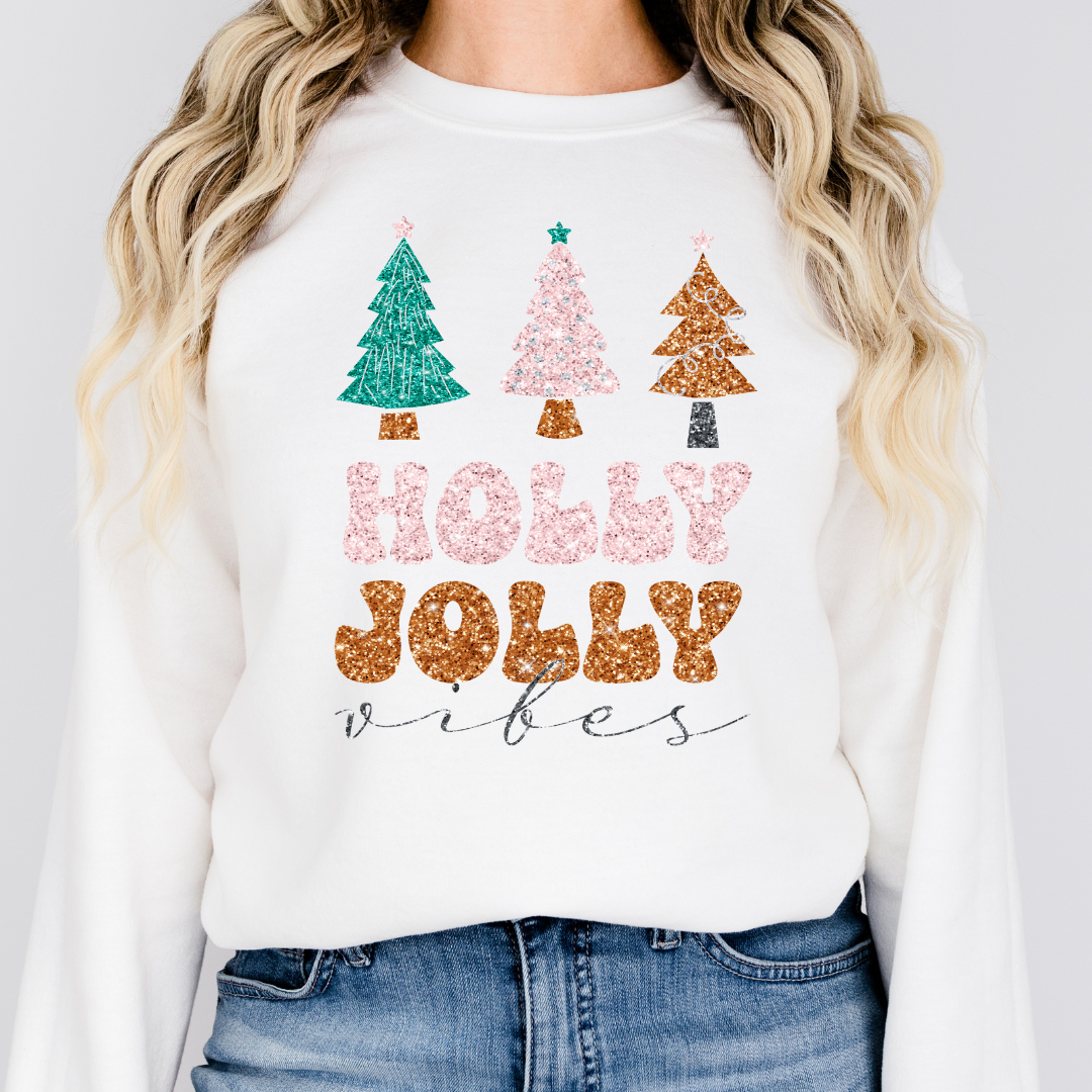 Hazel Blues® |  Holly Jolly Faux Glitter Chenille Crewneck Sweatshirt