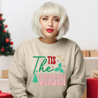 3Blues Designs |   Hazel Blues® |  Tis the Season Faux Glitter Chenille Crewneck Sweatshirt