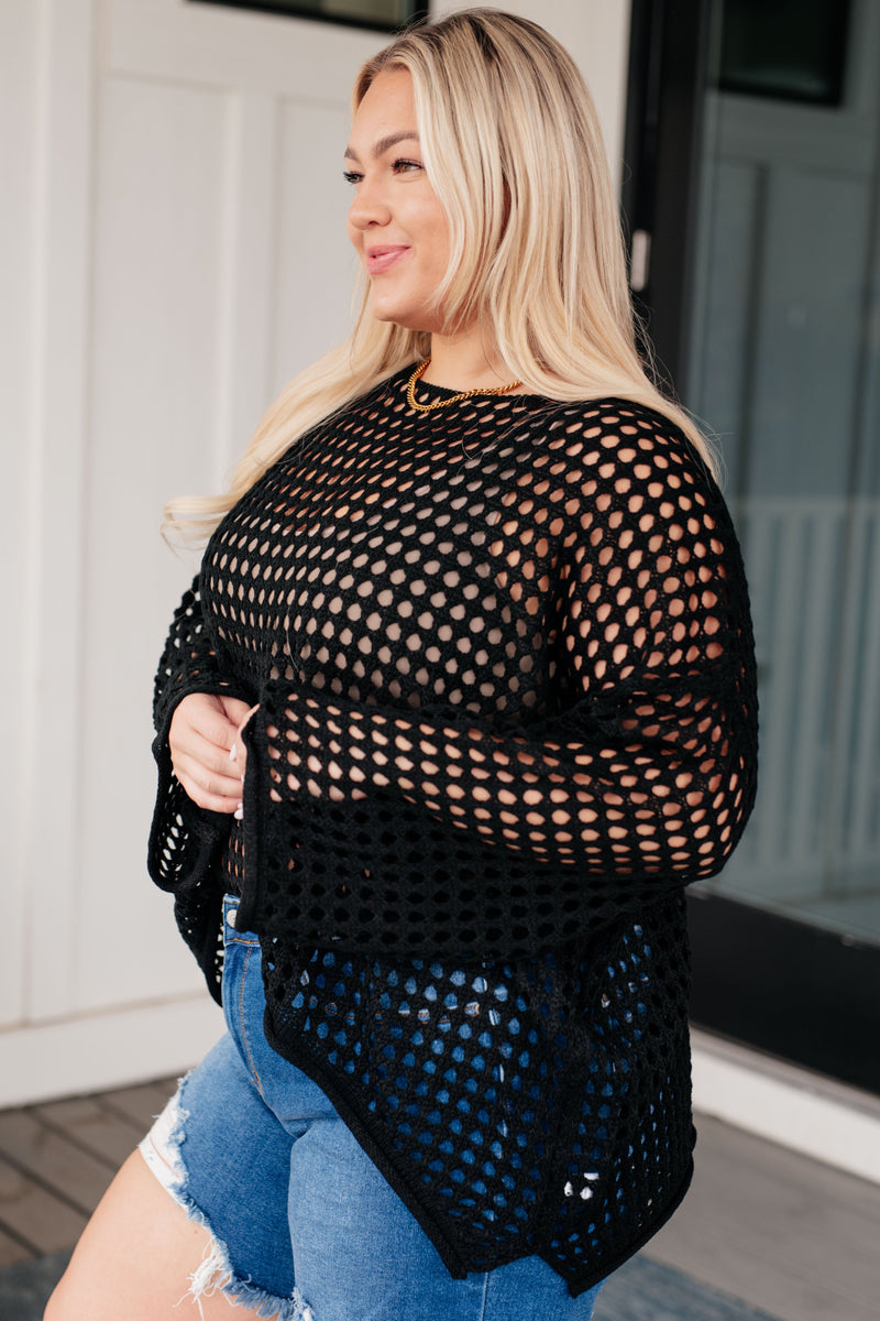 Hazel Blues® |  Ask Anyway Fishnet Sweater