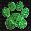 Large Sequin Green Paw w/Silver Iron-on Patch