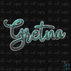 Gretna Script | Hunter Green Sequins | White Glitter Trim | Iron-on Patch