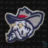 Rebel Mascot Chenille with Gold Glitter Stars Iron-on Patch