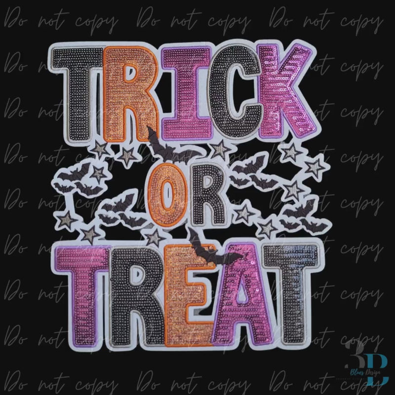 XL Trick or Treat Sequin | Halloween Iron-on Patch