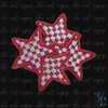3" Checkered Glitter Red Star Iron On Patch: Game Day