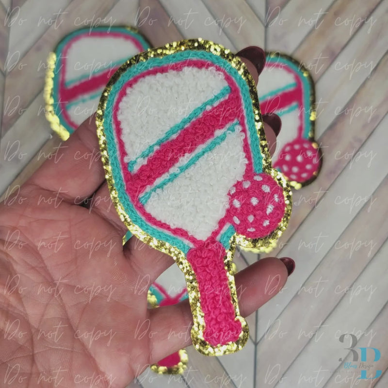 Pickleball Racket Iron On Patch | DIY Trucker Hat Patch (4")