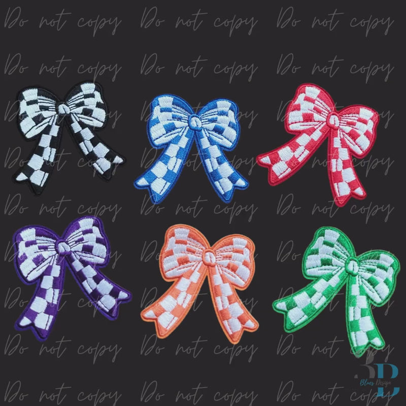 Checkered Bow Iron-On Patch | DIY Trucker Hat Applique