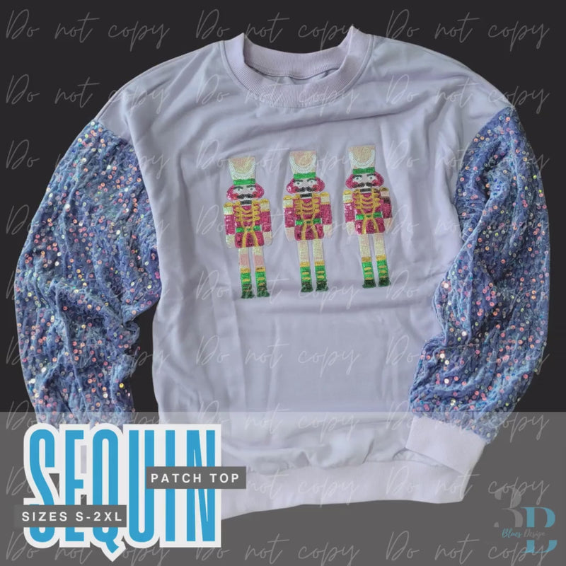 Sequin Nutcracker Christmas Sweatshirt | Embroidered Holiday Sweater