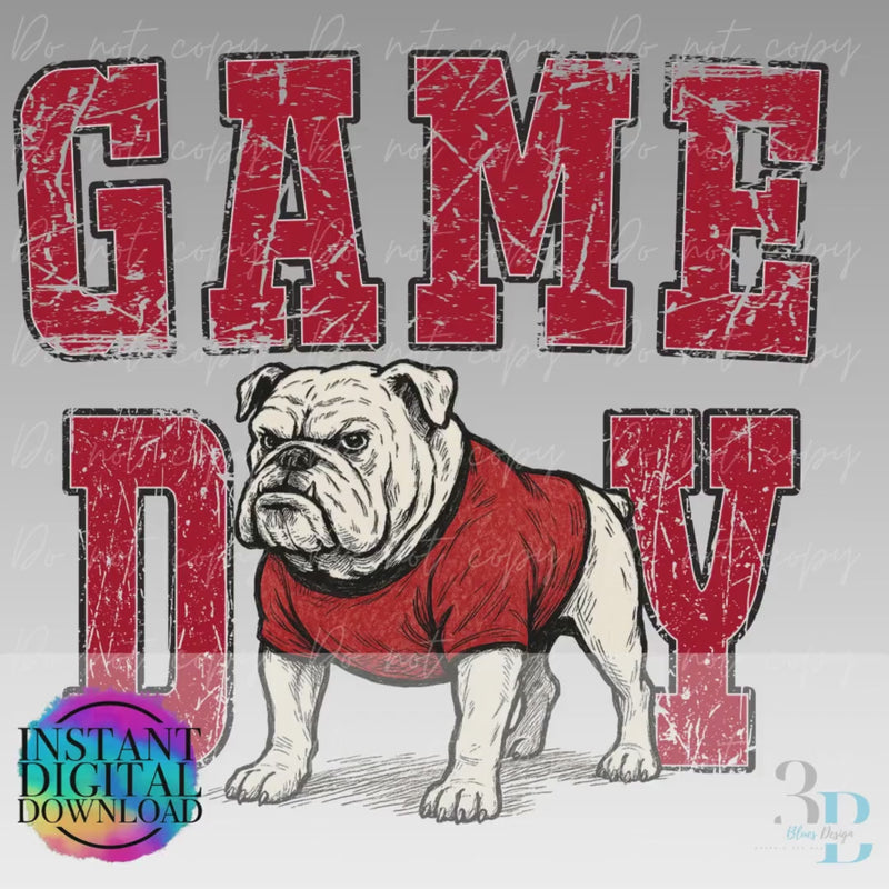 Bulldog Mascot PNG: College Football Game Day Distressed Graphic (Digital Download)