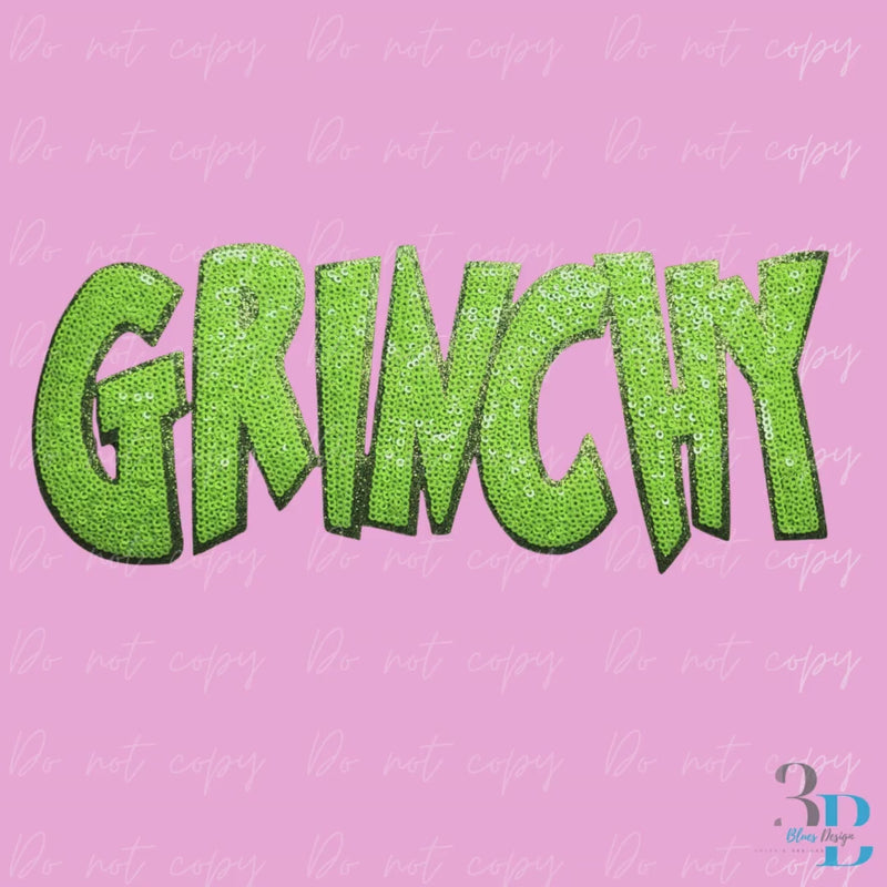 Lime Green Sequin GRINCHY | Christmas Iron-on Patch