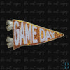 Orange Sequin with Gold Trim Game Day pennant flag Iron-on Patch