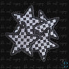 Checkered Glitter Black Star Patch - Embroidered Iron-On (3")