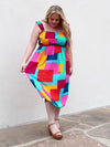 Hazel Blues® |  Multicolored Square Print Summer Dress