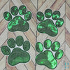 3" Sequin Green Paw w/White Iron-on Patch