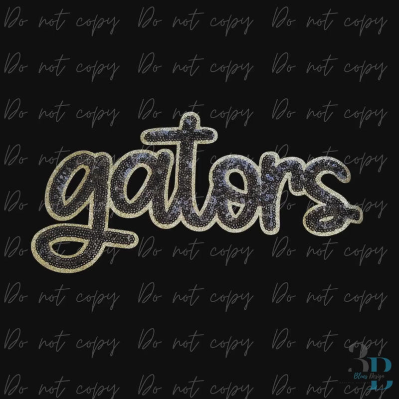Gators Script Black & Gold Sequin Iron-on Patch