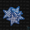Checkered Glitter Blue Star Iron on Patch - Game Day Patch (3")