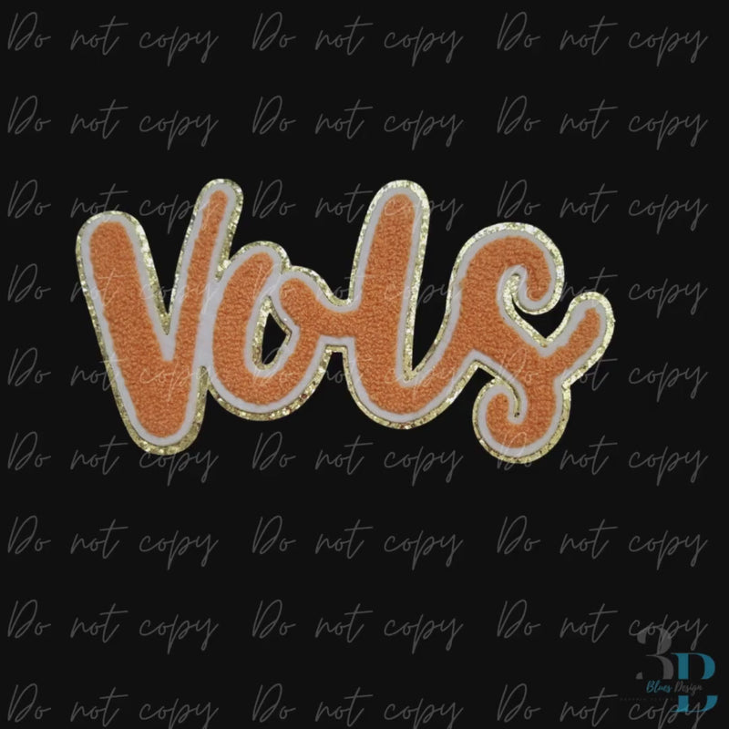 V O L S | Tennessee Chenille | College Mascot | Gold Trim Iron-on Patch