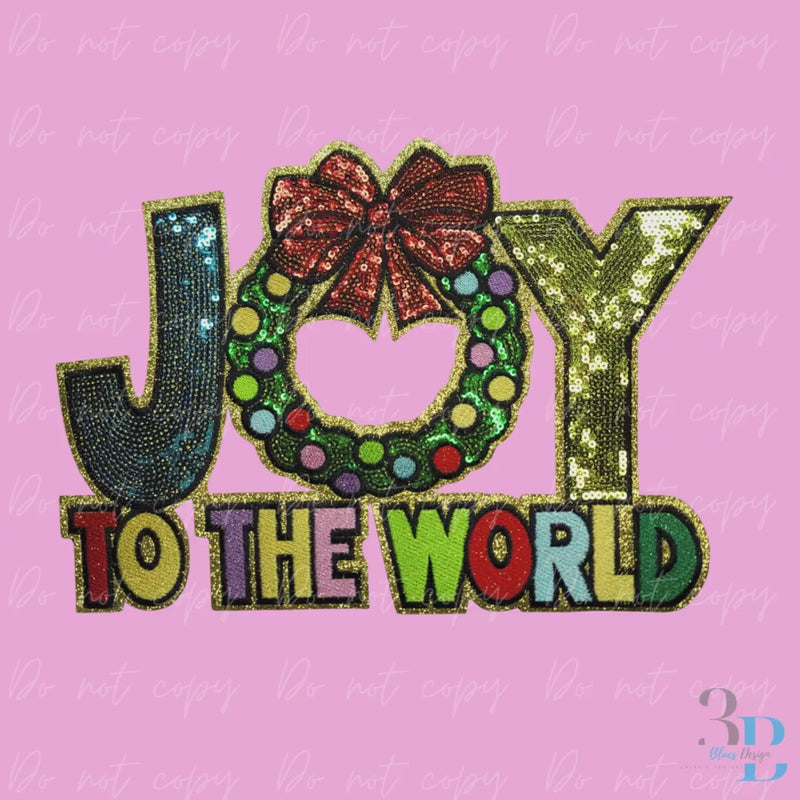 Joy to the World Sequin | Christmas Iron-on Patch