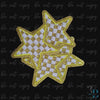 Checkered Glitter Star Iron on Patch - Embroidered Gold (3")