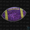 Large Purple and Gold with Silver Trim Football Sequin Iron-on Patch
