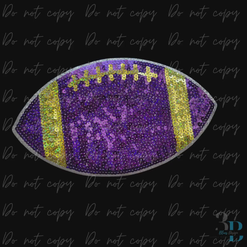 Large Purple and Gold with Silver Trim Football Sequin Iron-on Patch