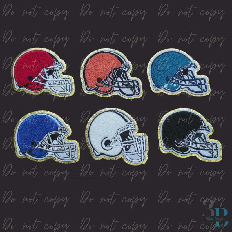 Football Helmet Patch | Iron-On Applique, Game Day Colors (3.12")