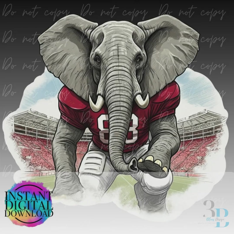 Alabama | Elephant Mascot Game Day Design: College Football PNG (Digital Download)