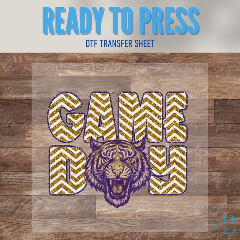 Tiger | Purple&Gold | Glitter Chevron | Game Day | Louisiana | DTF Transfer Sheet Iron On
