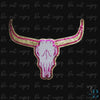 Long Horn Skull| Cow Skull| Hot Pink and Gold Iron-on Patch