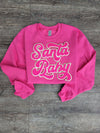 Hazel Blues® |  Santa Baby Chenille Patch Sweatshirt: HOT PINK
