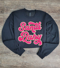 Hazel Blues® |  Santa Baby Chenille Patch Sweatshirt: HOT PINK