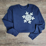 Hazel Blues® |  Medium Snowflake Chenille Patch Sweatshirt