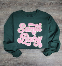 Hazel Blues® |  Santa Baby Chenille Patch Sweatshirt: LIGHT PINK